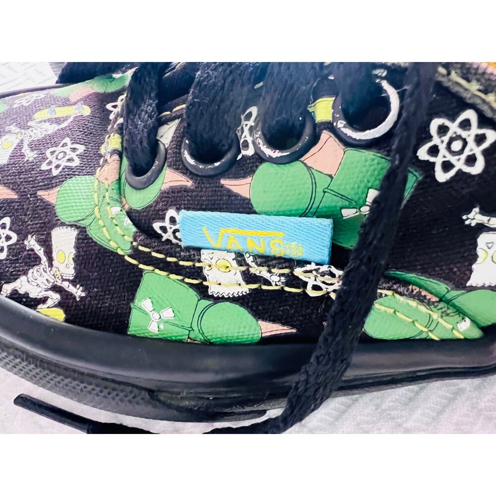 Vans x Simpsons Glow Bart Kids Sneakers Size 12 Black Green Limited Edition - Picture 7 of 11